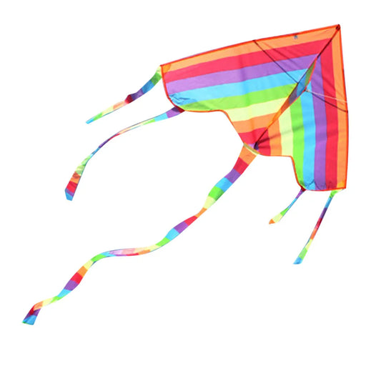 Rainbow Triangle Kite with Long Tail Easy Flying Toy