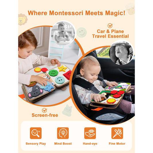 Montessori Busy Book Giraffe Sensory Learning Quiet Toy
