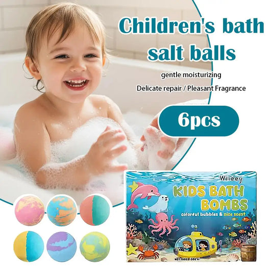Kids Bath Bomb Gift Set Colorful Fizzy Spa Balls 6 Pack