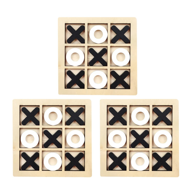 Wooden Tic Tac Toe Game Montessori XO Puzzle Board Toy