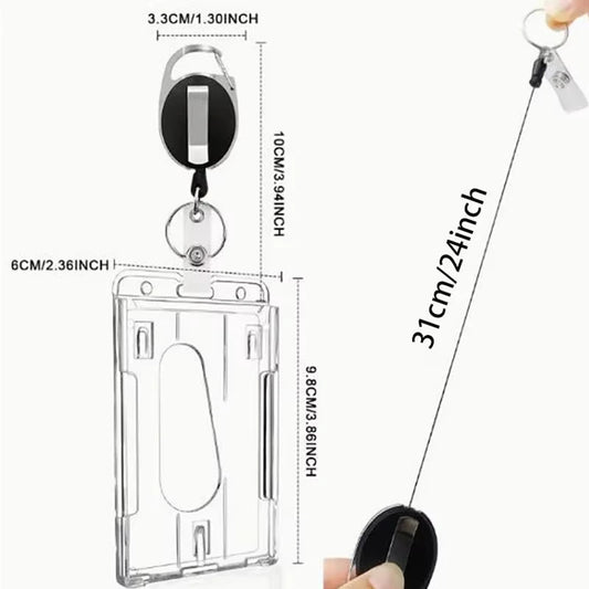 Retractable ID Card Holder Transparent Badge Holder Case