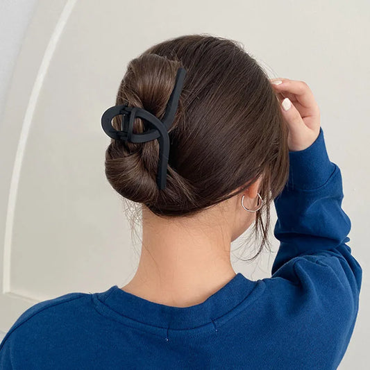 Black Geometric Hair Claw Clip for Women Long Hair