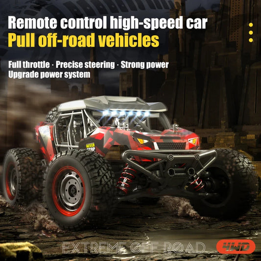 16106 1:16 4WD RC Monster Truck – 50KM/H High-Speed Off-Road Car with LED Lights