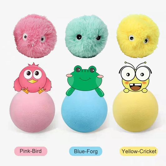 Interactive Cat Toy Ball Plush Catnip Squeaky Toy