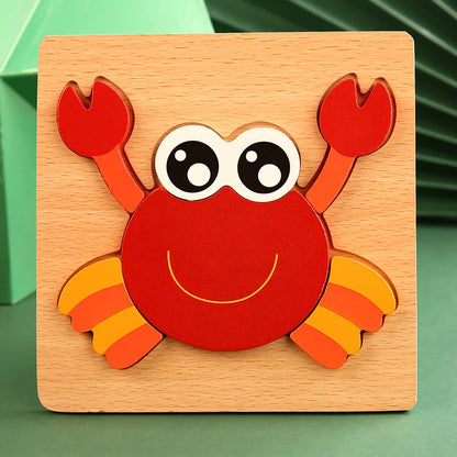 Wooden Animal Puzzle 3D Montessori Educational Toy