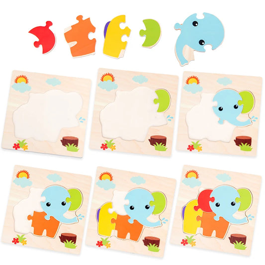Baby Wooden 3D Puzzle Animal Tangram Learning Toy