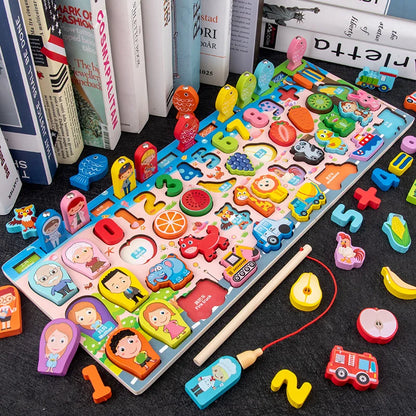 3D Wooden Montessori Fishing Toy – Shape & Number Matching Learning Set