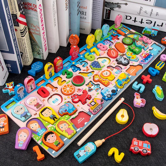 3D Wooden Montessori Fishing Toy – Shape & Number Matching Learning Set
