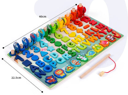 3D Wooden Montessori Fishing Toy – Shape & Number Matching Learning Set