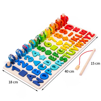 3D Wooden Montessori Fishing Toy – Shape & Number Matching Learning Set