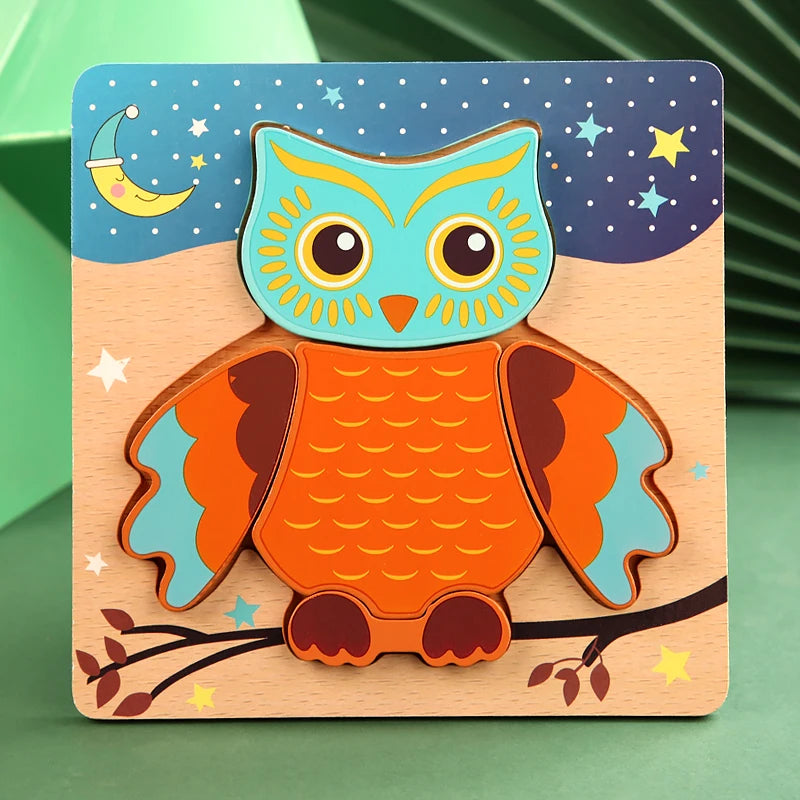 Wooden Animal Puzzle 3D Montessori Educational Toy