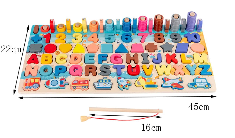 3D Wooden Montessori Fishing Toy – Shape & Number Matching Learning Set