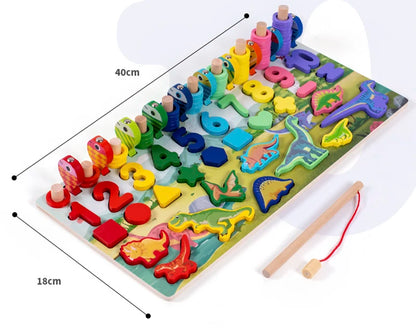 3D Wooden Montessori Fishing Toy – Shape & Number Matching Learning Set