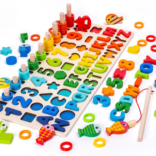 3D Wooden Montessori Fishing Toy – Shape & Number Matching Learning Set