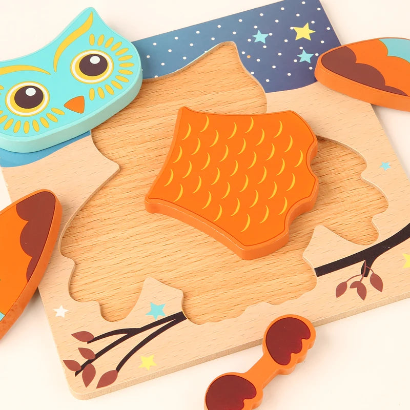 Wooden Animal Puzzle 3D Montessori Educational Toy