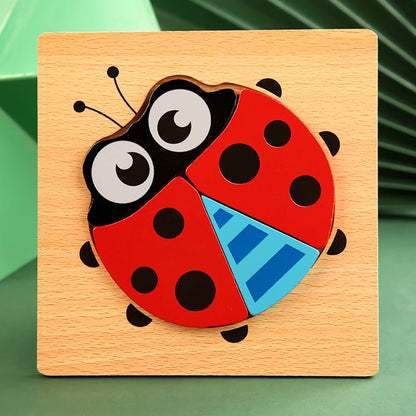 3D Wooden Puzzle Cartoon Animal & Traffic Learning Toy