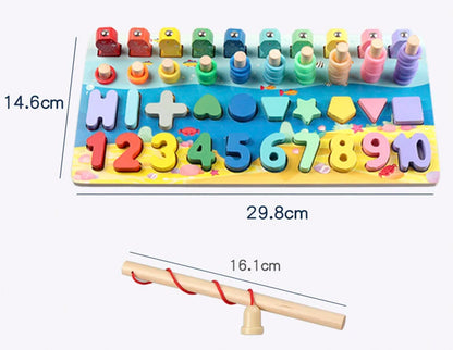 3D Wooden Montessori Fishing Toy – Shape & Number Matching Learning Set