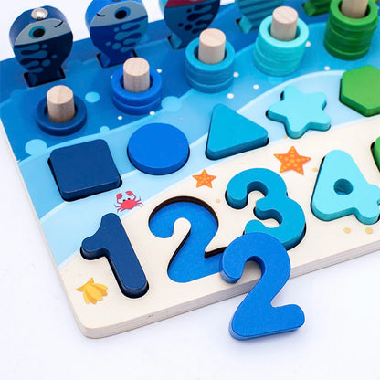 3D Wooden Montessori Fishing Toy – Shape & Number Matching Learning Set