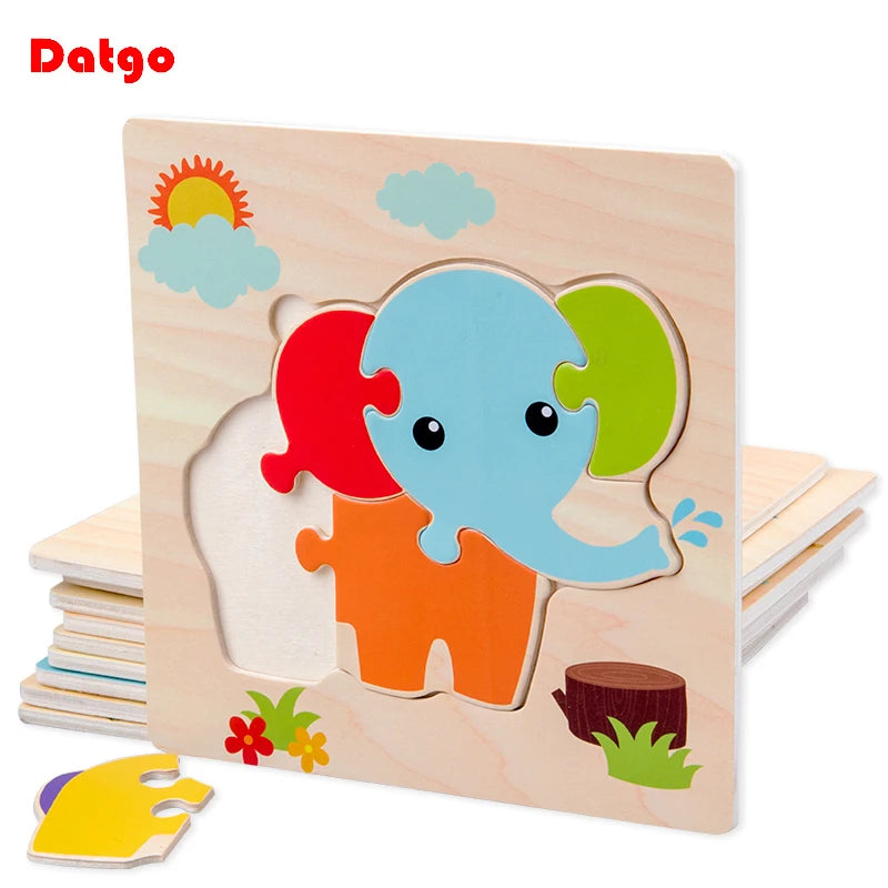 Baby Wooden 3D Puzzle Animal Tangram Learning Toy
