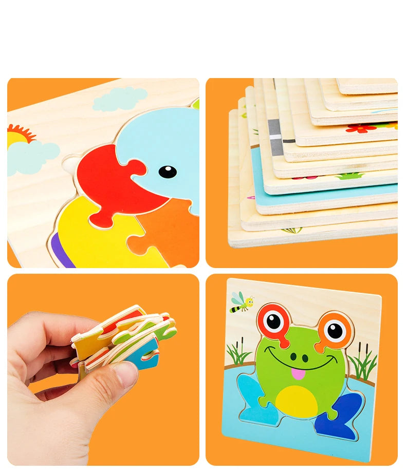 Baby Wooden 3D Puzzle Animal Tangram Learning Toy