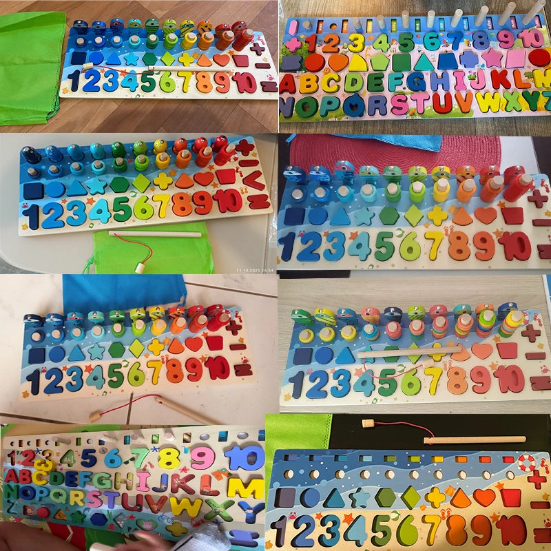 3D Wooden Montessori Fishing Toy – Shape & Number Matching Learning Set