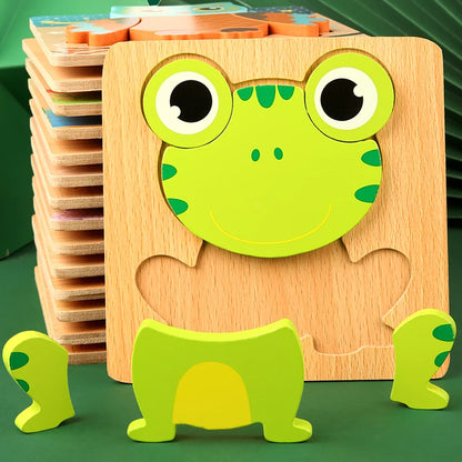 3D Wooden Puzzle Cartoon Animal & Traffic Learning Toy