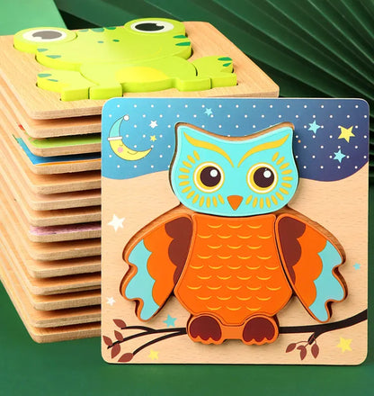 Wooden Animal Puzzle 3D Montessori Educational Toy