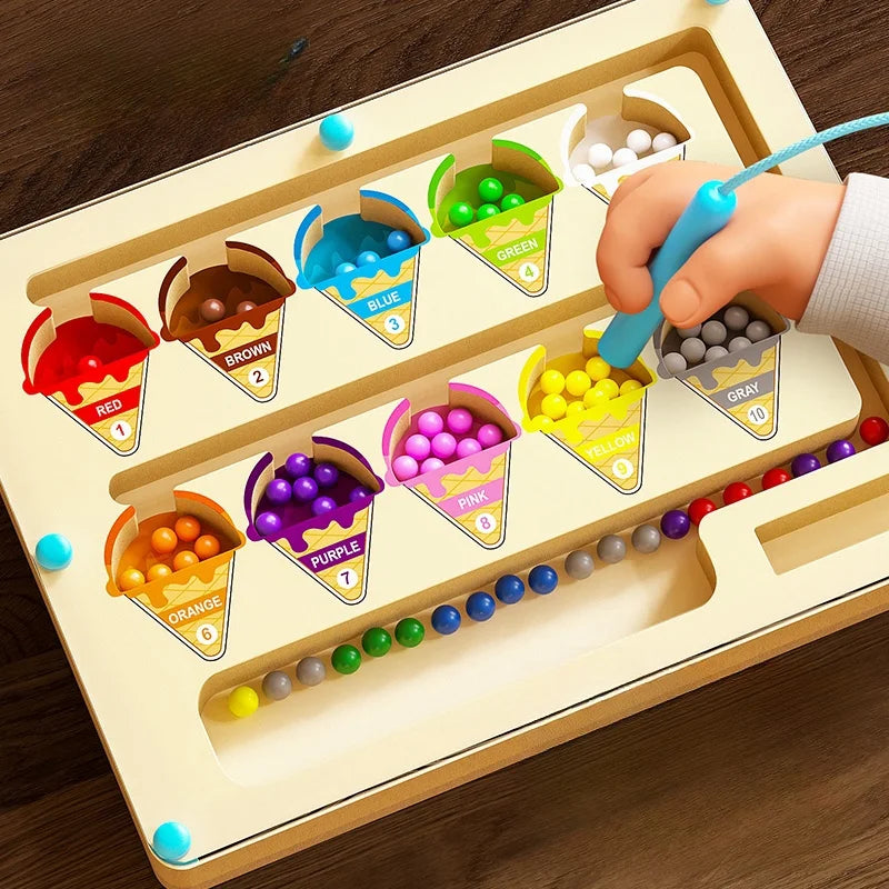 Magnetic Maze Toy with Digital Bead Puzzle Board