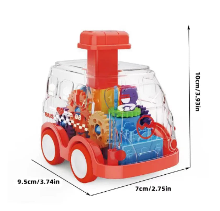 Transparent Gear Car Toy Inertia Push and Go Car for Kids