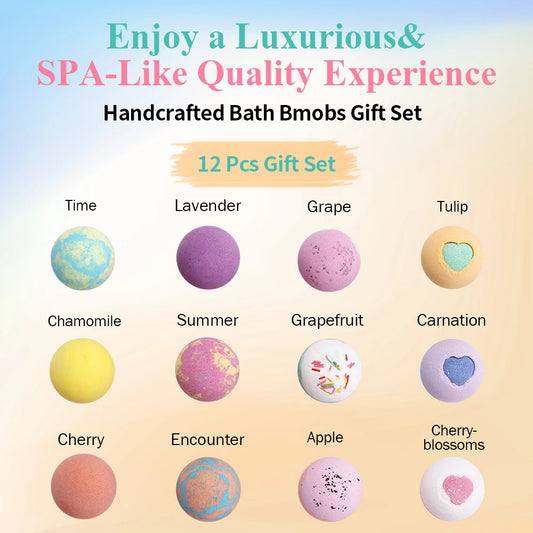 Bath Bomb Gift Set 12 Pack Handmade Aromatherapy Spa Bombs