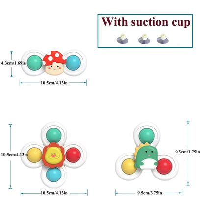 3-in-1 Baby Suction Spinner Toy Teether and Rattle