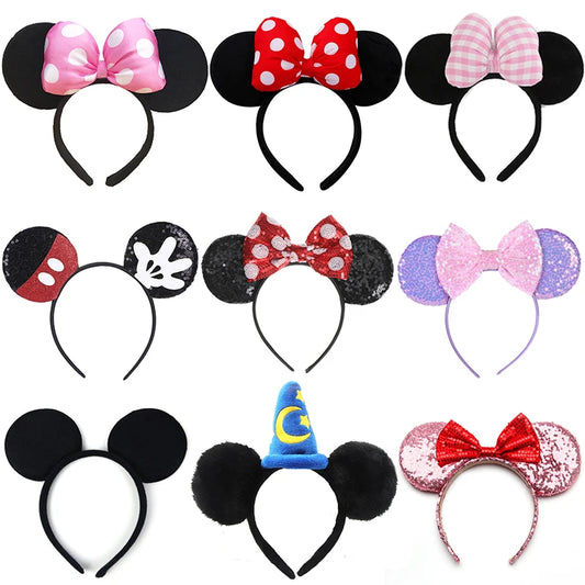 Mouse Ears Headband with Sequin Bow for Parties & Cosplay