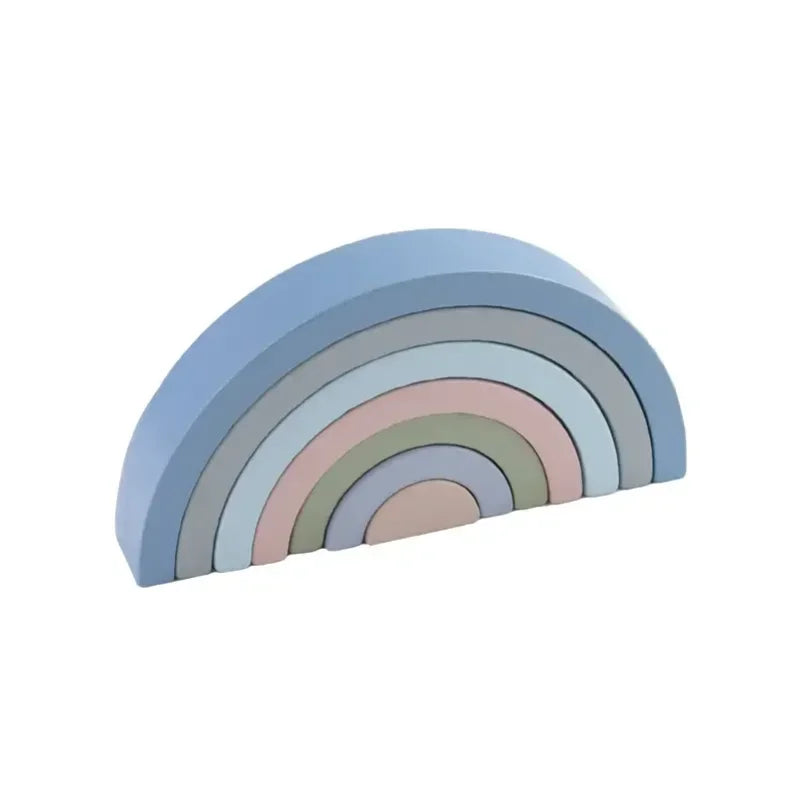 Rainbow Wooden Building Blocks Montessori Stacking Toy