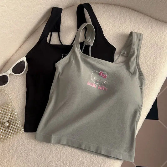 Hello Kitty Printed Tank Top – Cute Summer Cami with Built-In Padding