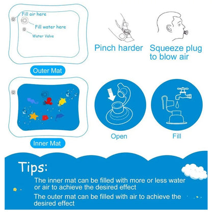 Baby Water Play Mat Inflatable Tummy Time Activity Mat