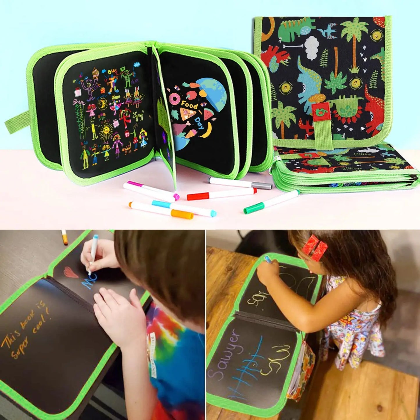 Reusable Doodle Book for Kids with 12 Watercolor Pens