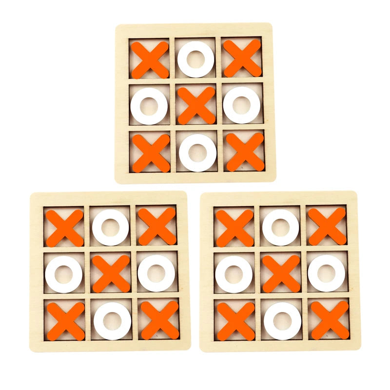 Wooden Tic Tac Toe Game Montessori XO Puzzle Board Toy
