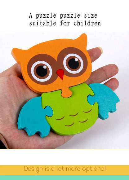 3D Wooden Puzzle Cartoon Animal & Traffic Learning Toy