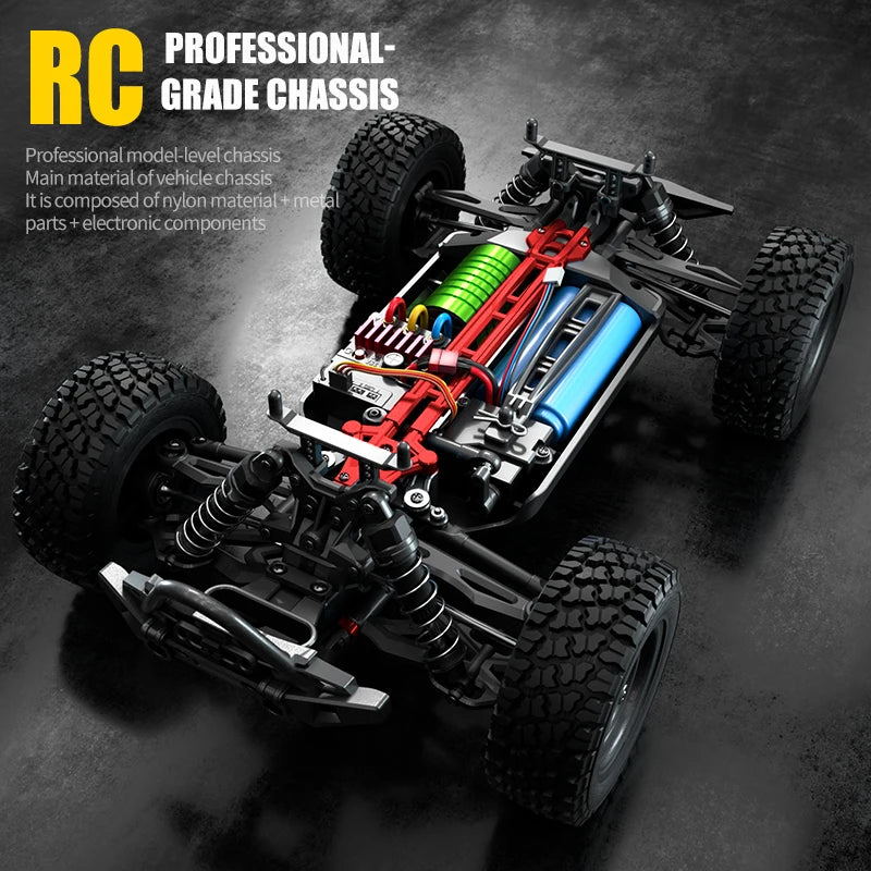 16103PRO 1:16 4WD Brushless RC Car – 70KM/H High-Speed Off-Road Truck with LED Lights