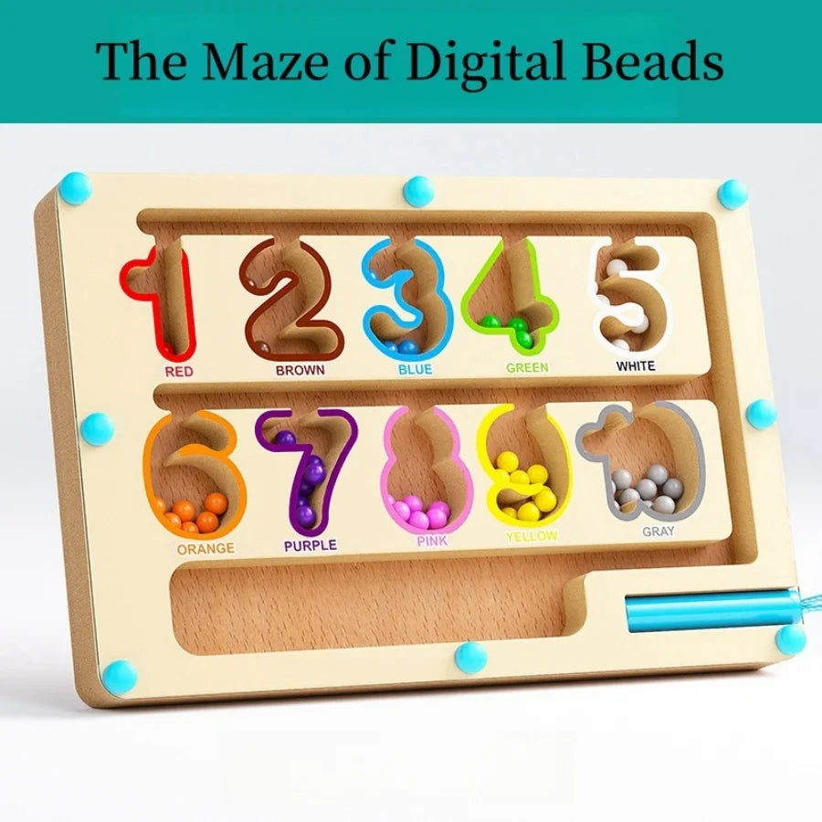 Magnetic Maze Toy with Digital Bead Puzzle Board