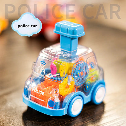 Transparent Gear Car Toy Inertia Push and Go Car for Kids