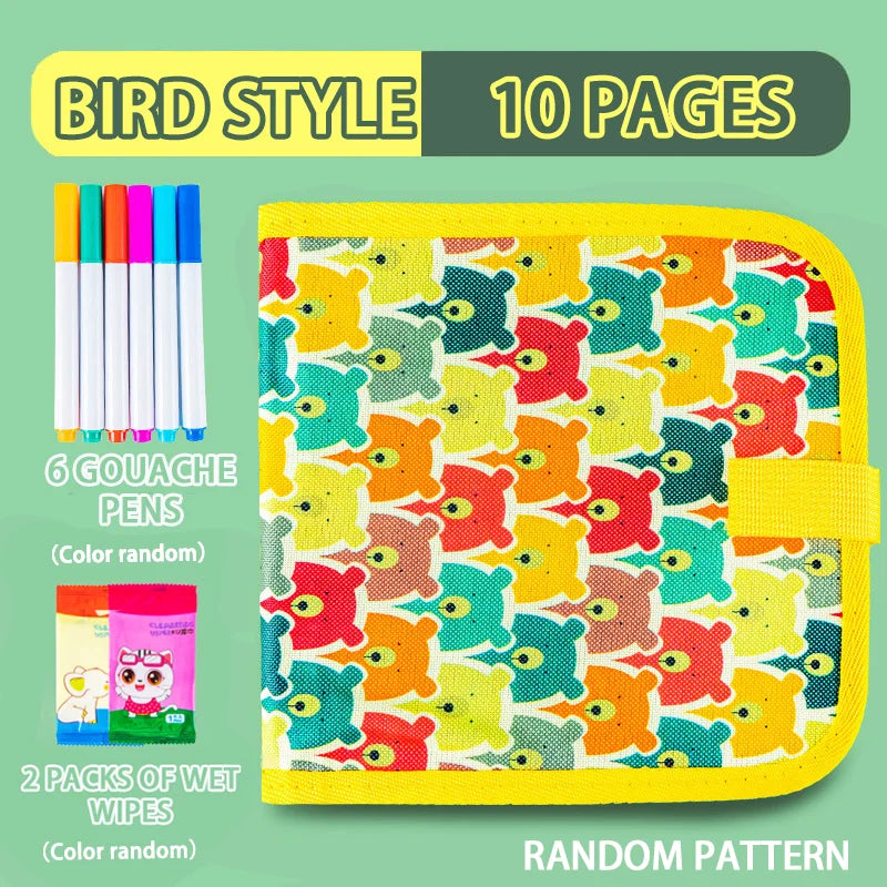 Reusable Doodle Book for Kids with 12 Watercolor Pens