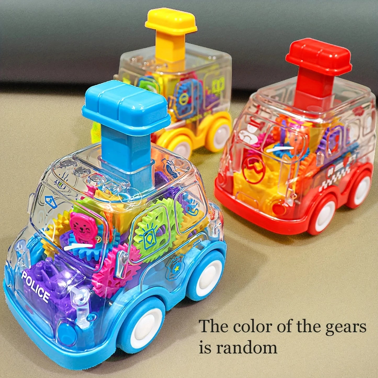Transparent Gear Car Toy Inertia Push and Go Car for Kids