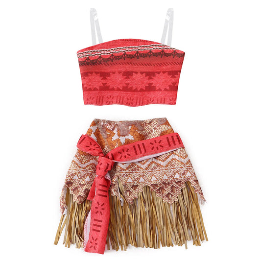 Moana Princess Costume Two Piece Vaiana Dress for Girls