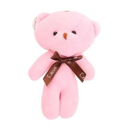12cm Mini Teddy Bear Plush Keychain Bow Tie Pendant 10-Pack