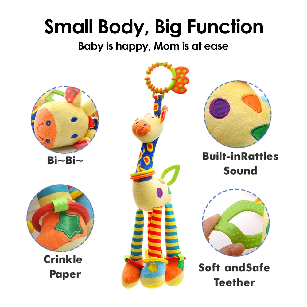 Soft Giraffe Plush Baby Rattle Hanging Toy