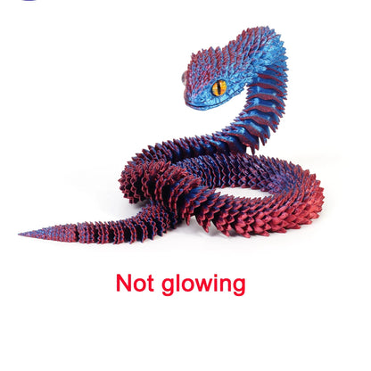 3D Printed Snake Figurine – Luminous Articulated Snake Decor