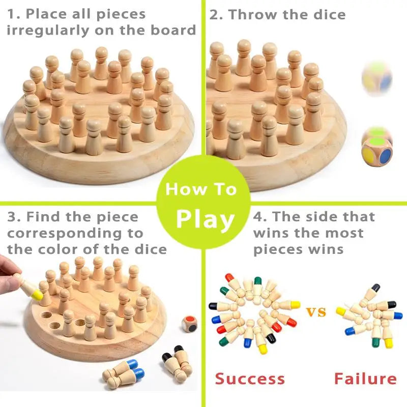 Wooden Memory Match Game Montessori Color Learning Toy
