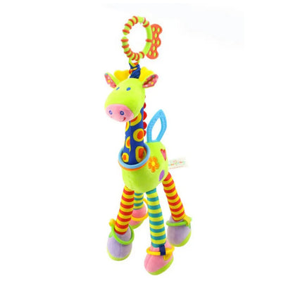 Baby Plush Rattle Toy with Teether Giraffe Zebra Handbell