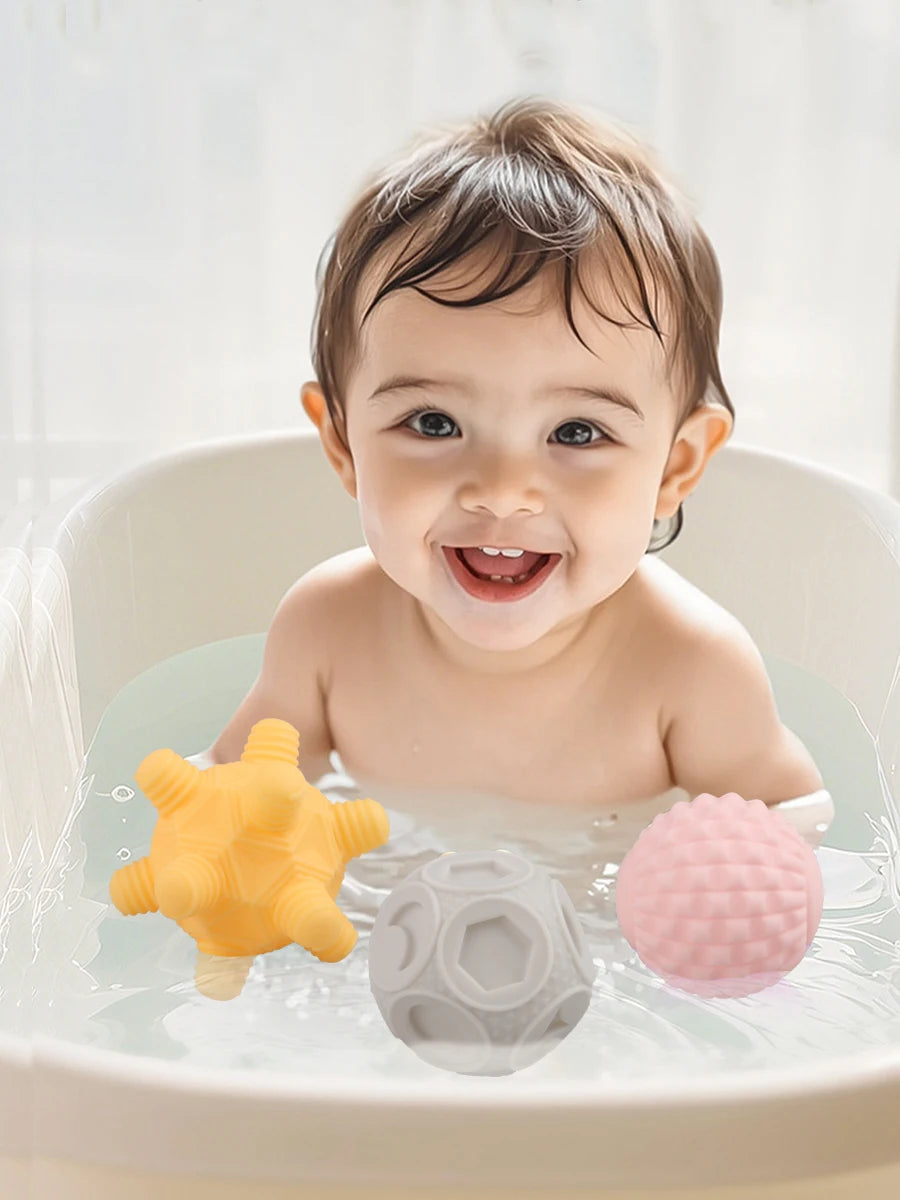 Baby Sensory Balls 6 Piece Silicone Montessori Teething Toy Set